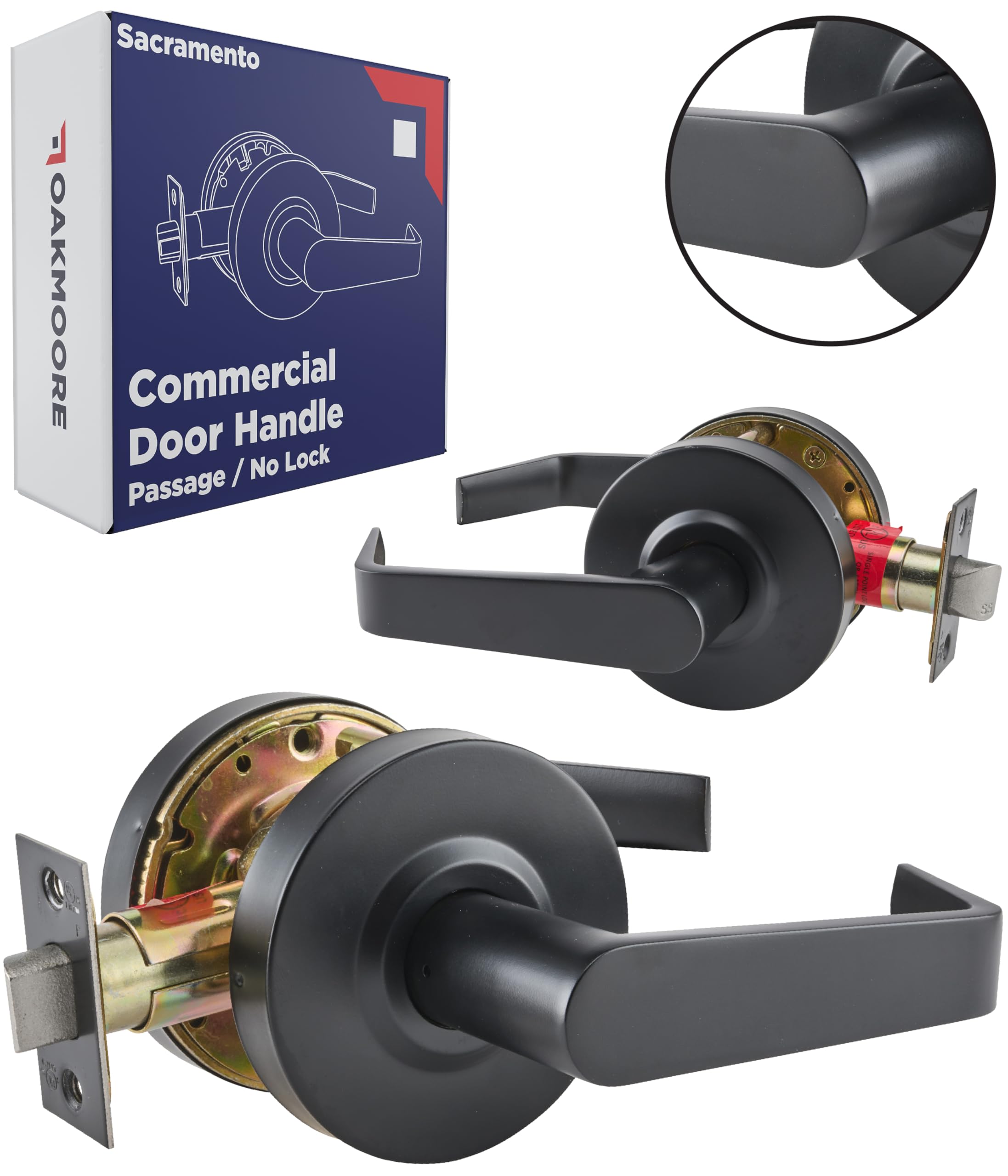 OAKMOORE Commercial Door Handle Black - Grade 2 Lockset - Door