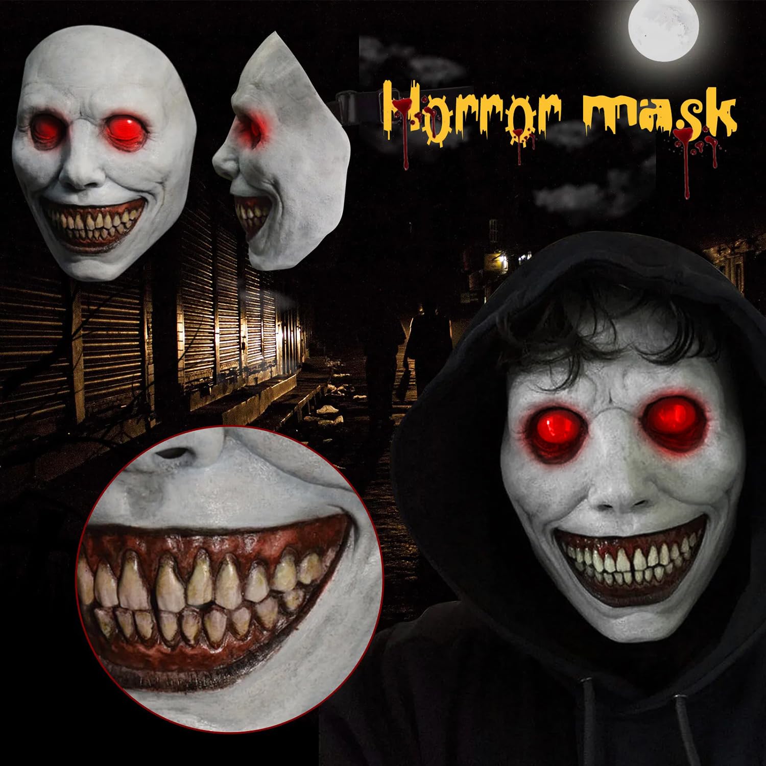 KQLHLHDYZ Halloween LED Masks, Halloween Scary Zombie Vampire Mask, Reusable LED Mask for for Cosplay Costume Festival Party - Image 2