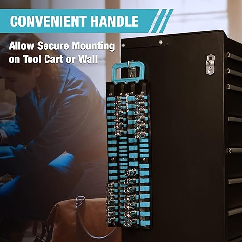 Miniatura 6 de DURATECH Organizador de Dados, Soporte Portátil de Dados de 80 Piezas con Mango, Bandeja de Dados ABS para Montaje en Pared y Carro de Herramientas,