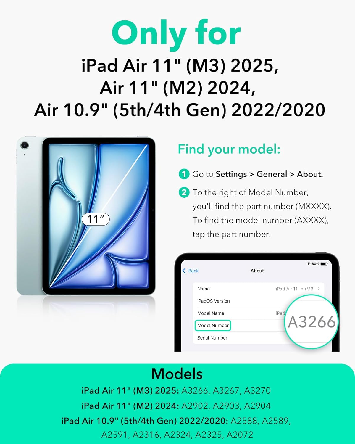 ESR for iPad Air 11 Inch Case M3/M2 (2025/2024), iPad Air 5th/4th Gen (2022/2020), Powerful Magnetic Attachment, Slim Trifold Stand Case, Auto Wake/Sleep, Durable Protection, Forest Green - Image 2