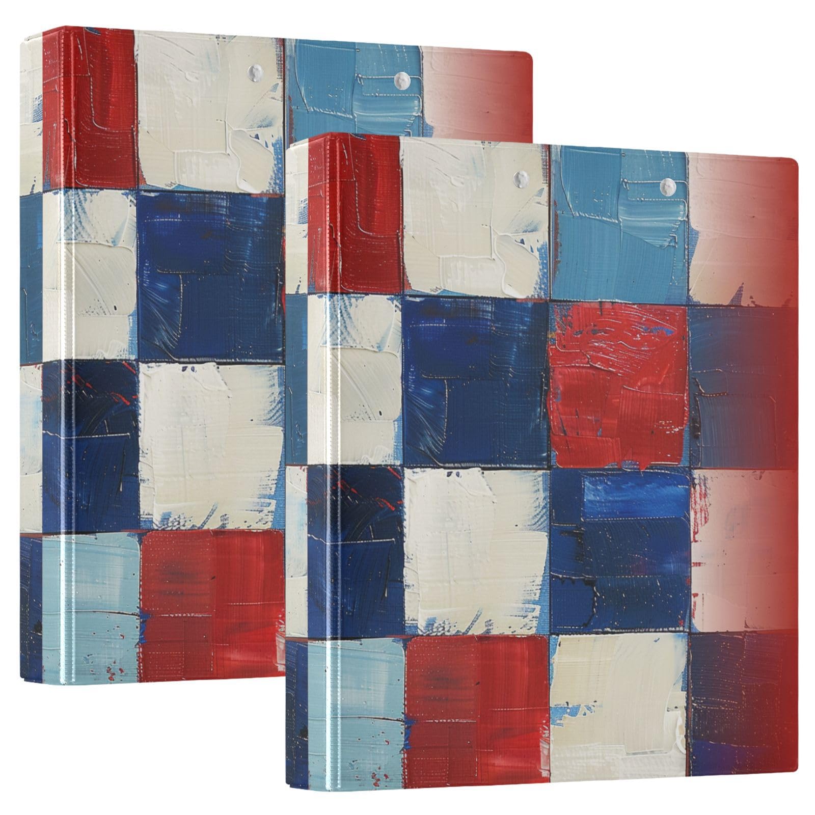 Raccoglitore per materiale scolastico da 1-1/2 pollici, a quadretti rossi, bianchi e blu