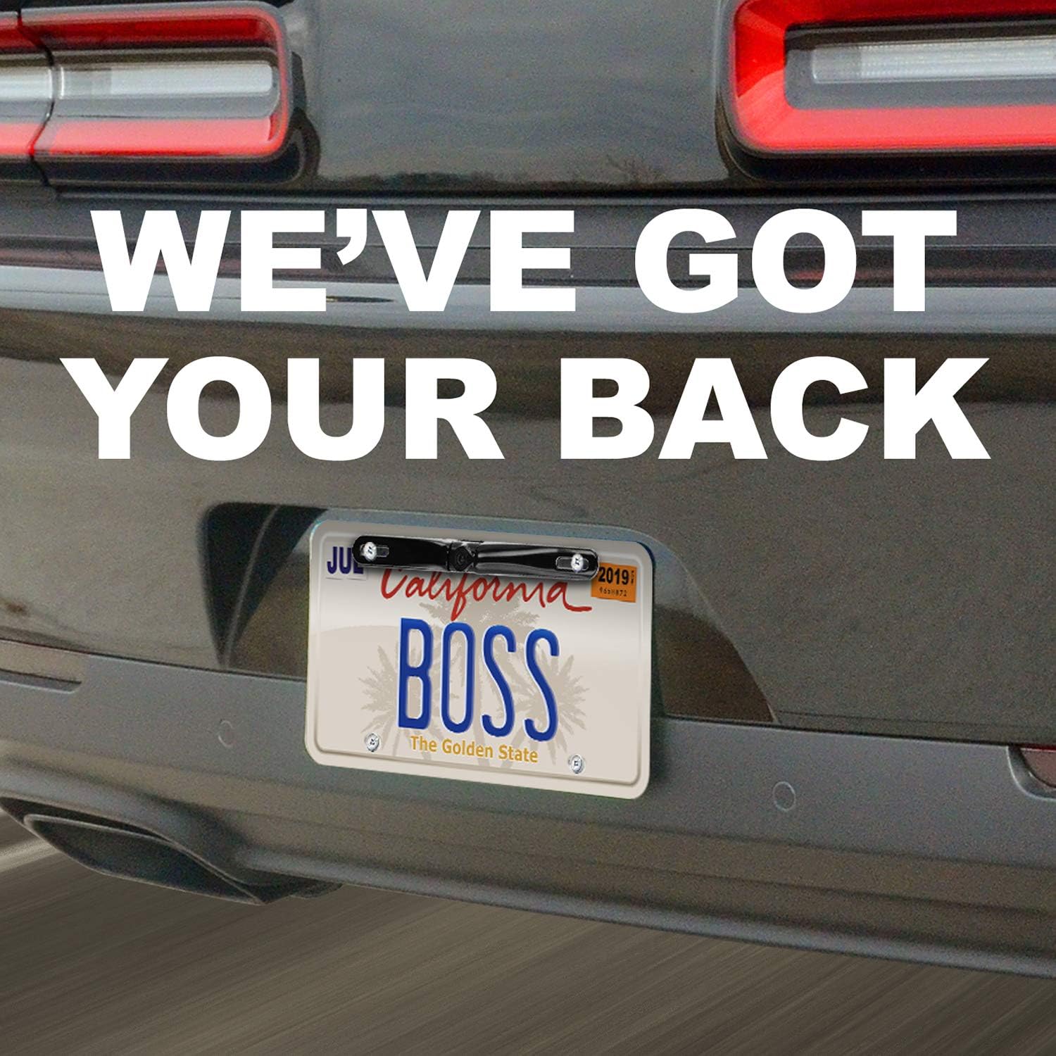 BOSS Audio Systems LPCB36 Car Rearview Backup Camera - License Plate Mount, High Resolution, Easy Mounting, 170 Wide Angle, Weatherproof, Low Light Friendly, Distance Guide View