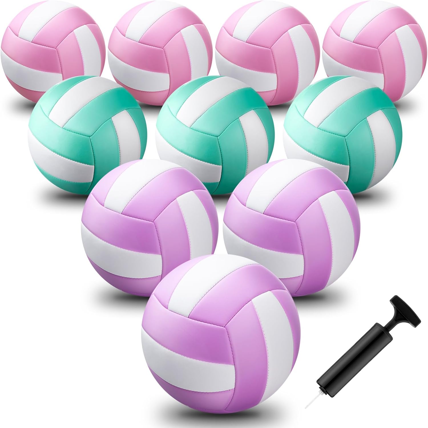 Syhood 10 Pcs Official Size 5 Volleyballs, Soft Volleyball with Pump Needle, Indoor Outdoor Volleyball for Adult Beach Sand Pool Water Game and Gym