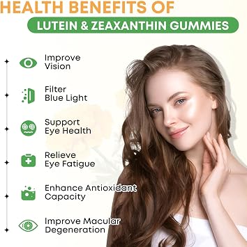 Lutein Gummies 25mg, Sugar Free Lutein Zeaxanthin Supplements Gummies, Eye Health Supplement for Adults, Eye Vitamins, Mango Flavor, 60 Count