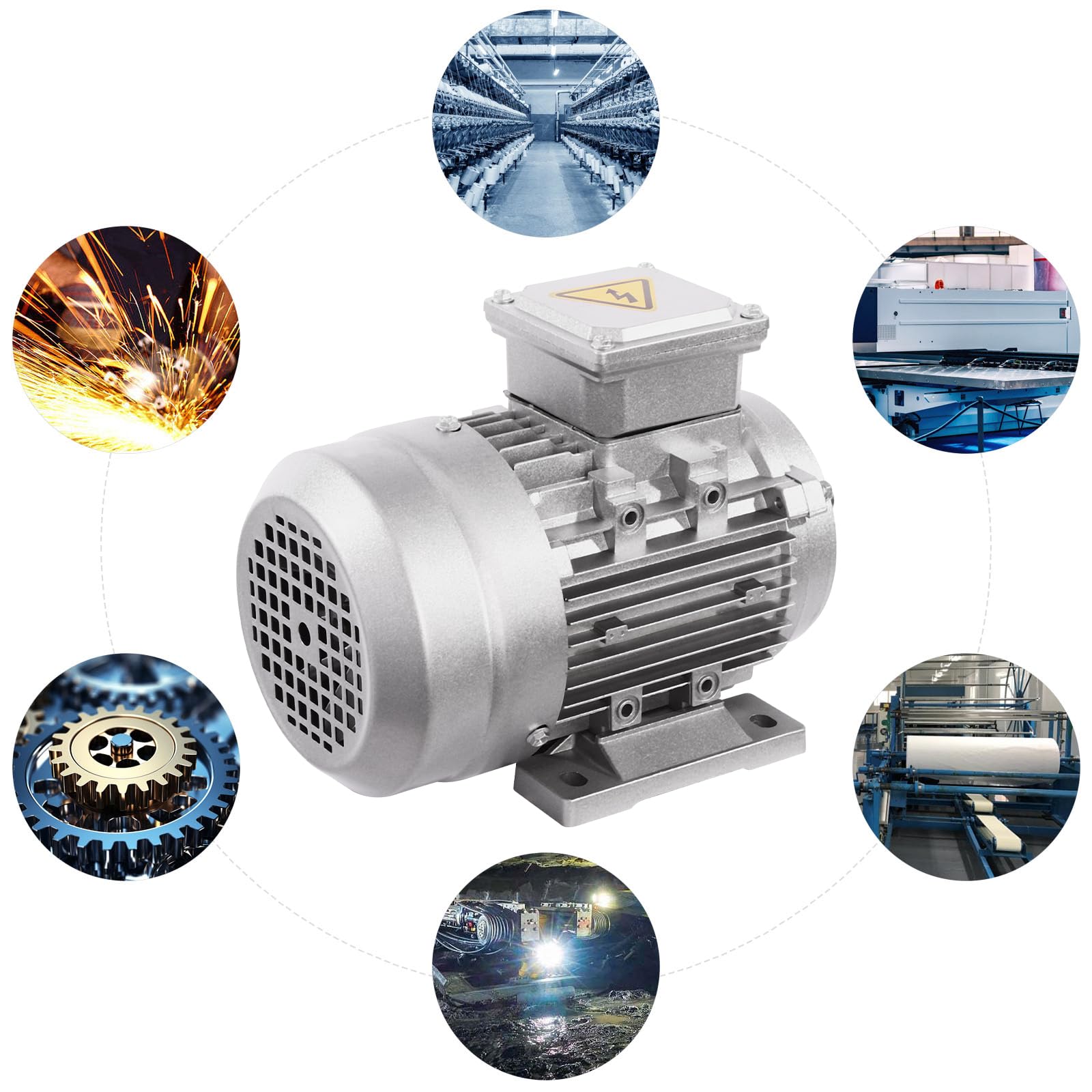 Motor eléctrico de 0,75 kW, motor trifásico con bobina de cobre puro, protección IP55, velocidad de rotación 1400 rpm, adecuado para compresores, bombas, ventiladores, herramientas, refrigeradores y