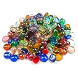 50PCS Mini Glass Gems,Mixed Colour Mancala Stones Flat Bottom Marble Beads for Home Decorative Art Craft Vase Filler(0.5