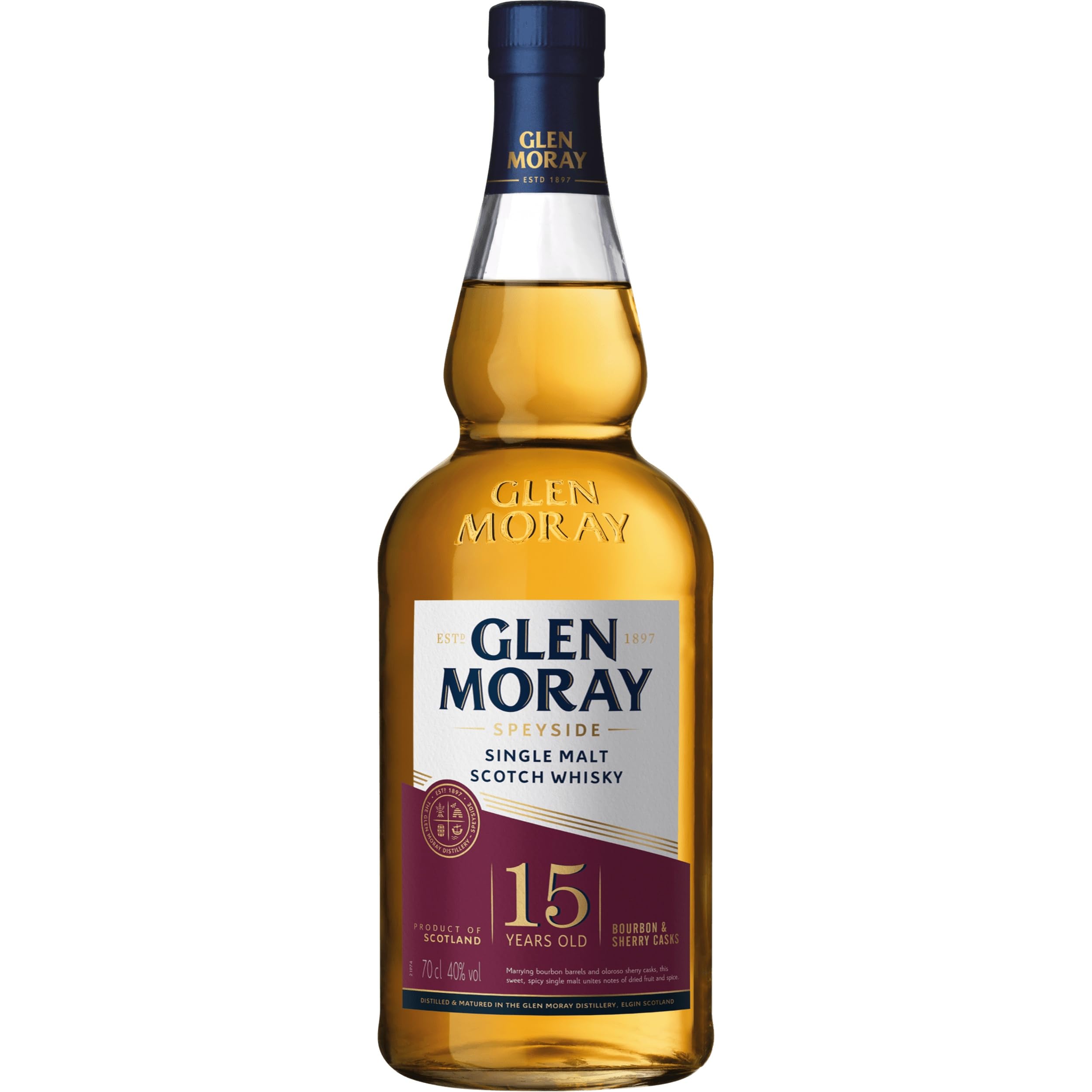 Glen Moray 15 Years Speyside Single Malt Whisky VEGAN Grossbritannien inkl. FeinWert E-Book (1 x 0.7 l)