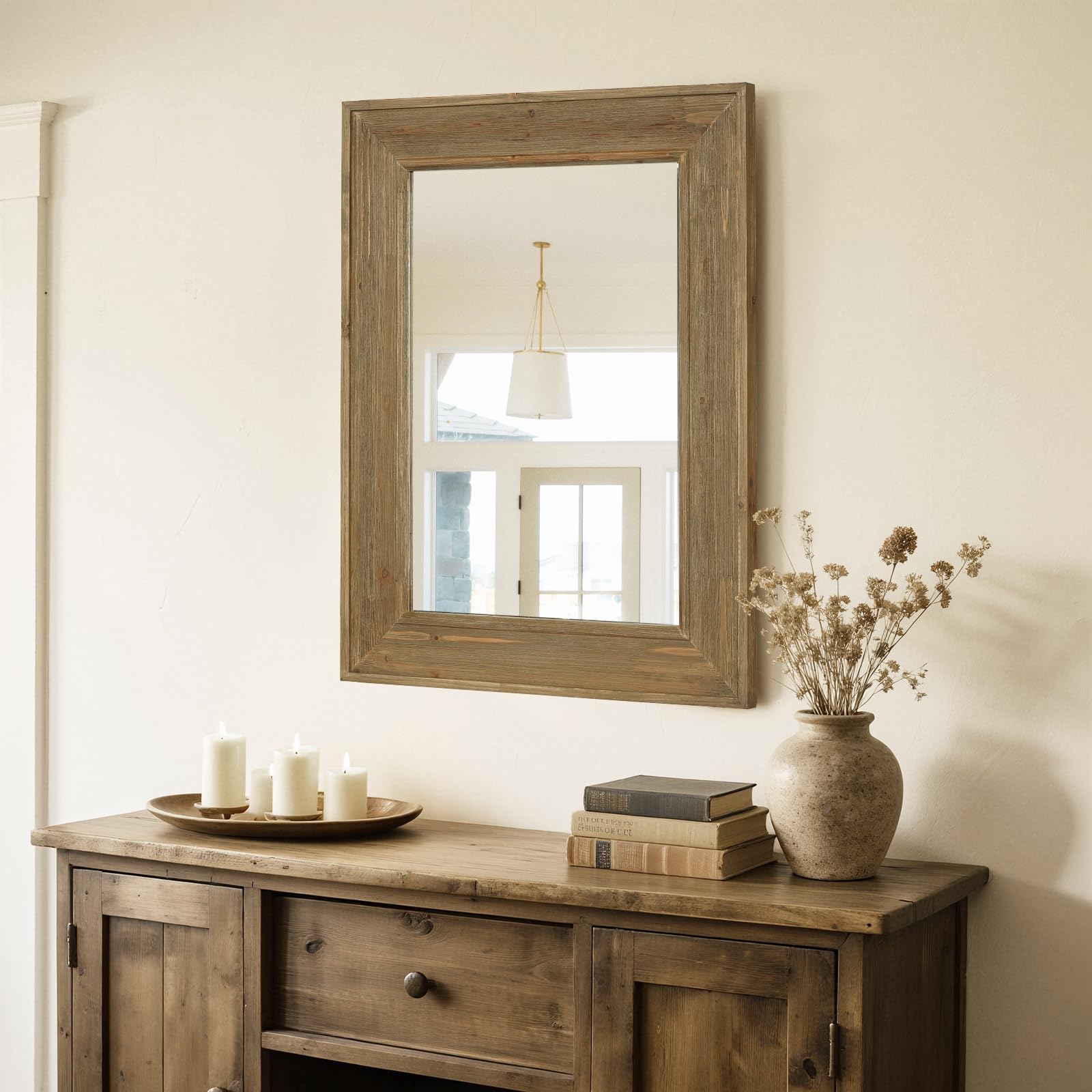 Amazon.com: WallBeyond Rustic Wood Framed Mirror, 24