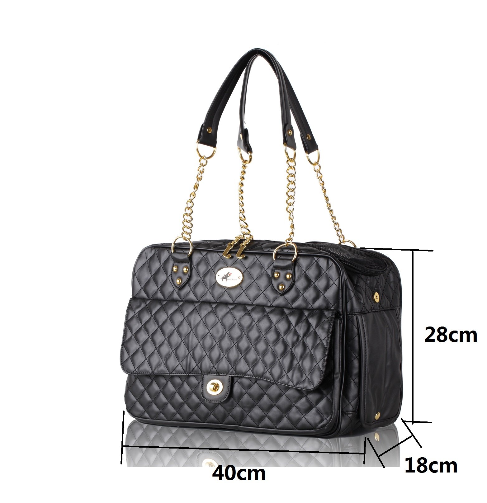 trasportino per cani, per gatti, borsa per trasporto di cane e gatto, fino a 4,5 kg, 40 x 18 x 28 cm, GB012BK