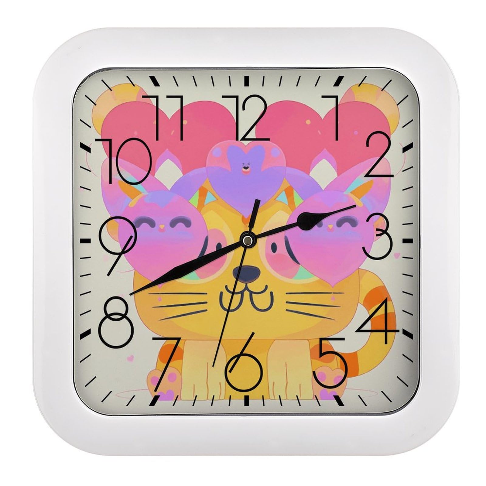Horloge murale chaton mignon pour décorer une salle de classe ou un bureau calme