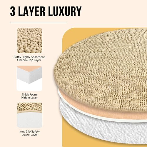 Miniatura 215 de Tapete de baño extra largo de felpilla suave, tapete de microfibra absorbente, lavable a máquina y antideslizante para puerta, baño, habitación