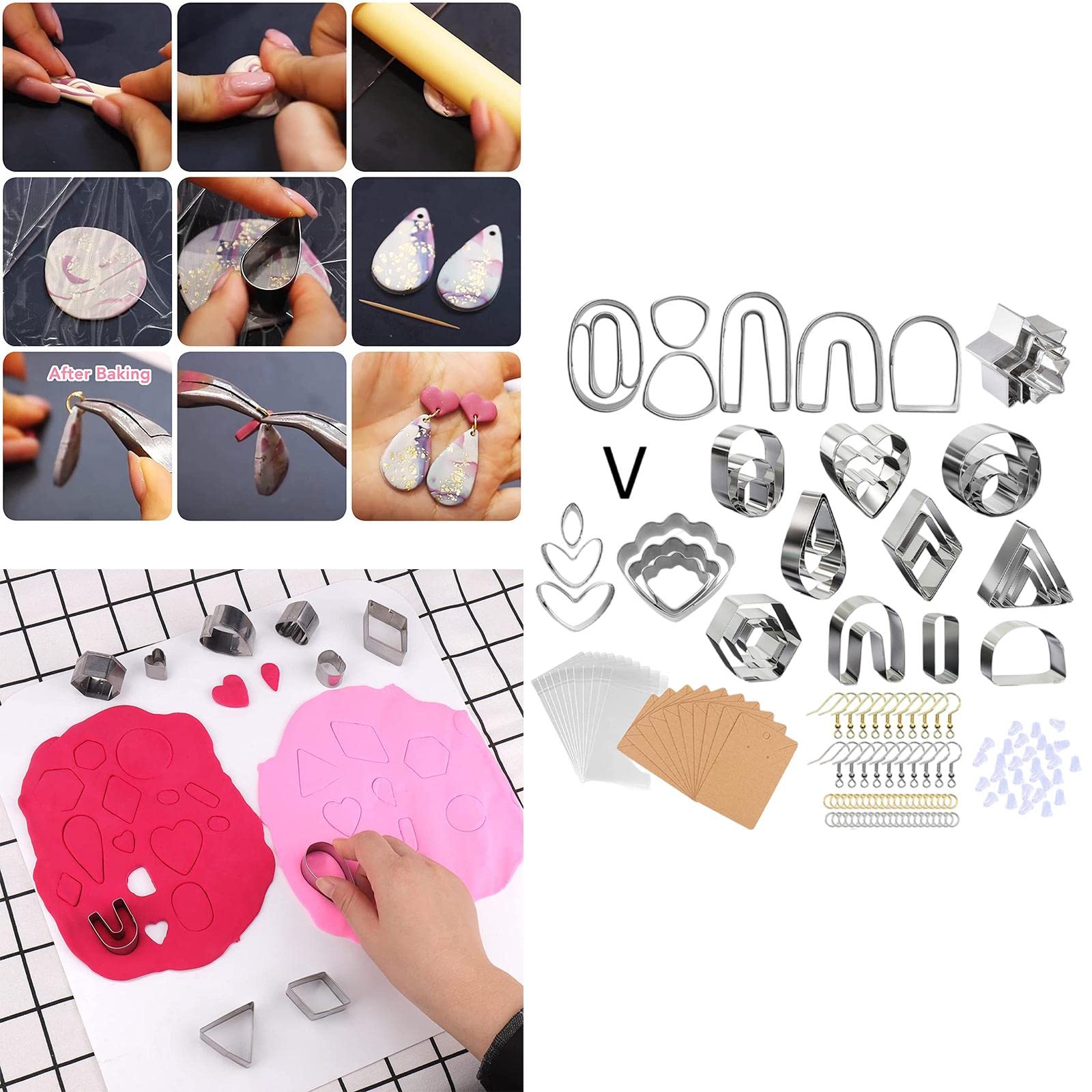 Lot de 5 emporte-pièces en argile polymère pour boucles d'oreilles, biscuits, 139 pièces