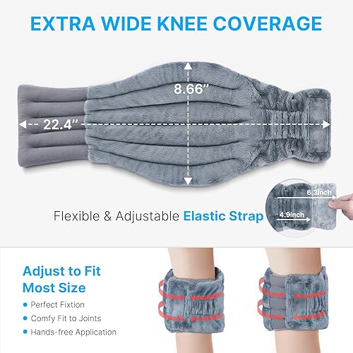 Miniatura 4 de Atsuwell Almohadilla térmica para microondas para rodillas, rodillera calentada para microondas para codo, calambres, músculos, articulaciones,