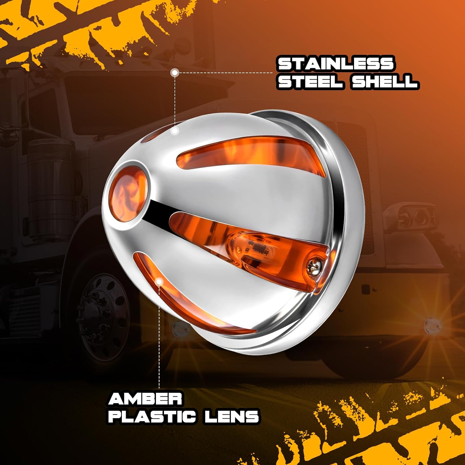 Amber Turn Signal Watermelon Lights with Stainless Steel Cover