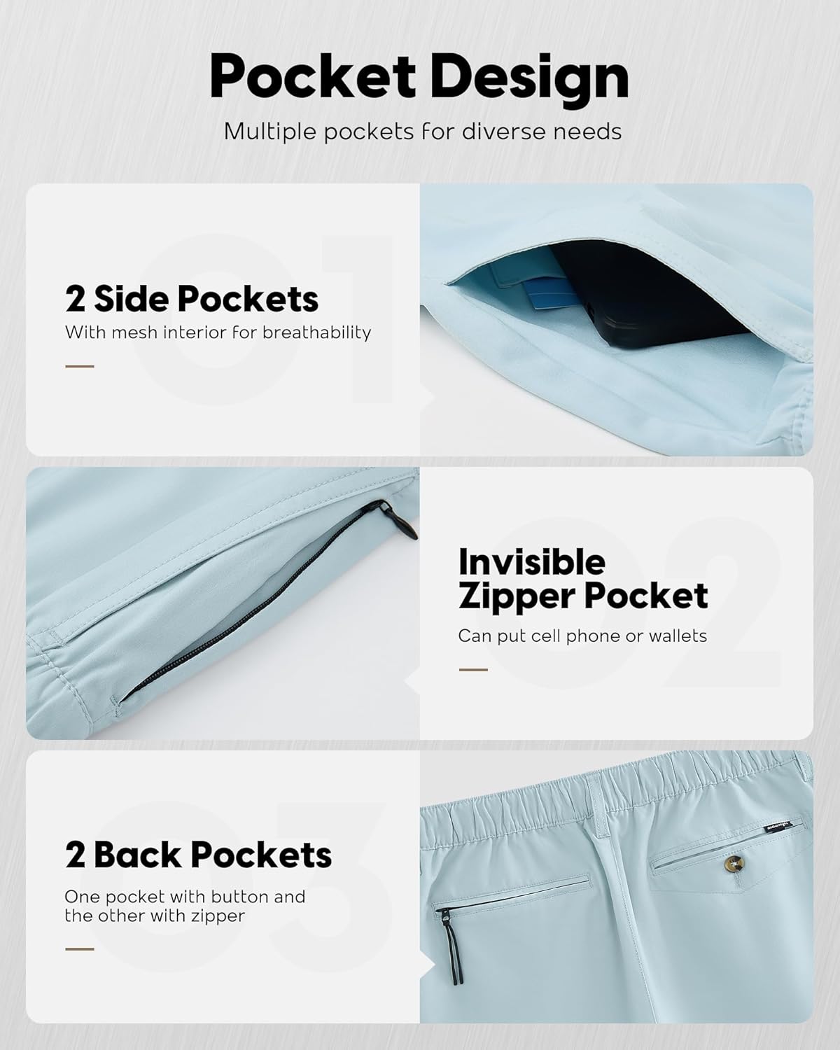 maamgic Men's 5/7 Inch Casual Classic Fit Shorts with Multi-Pocket Quick Dry Sports Shorts