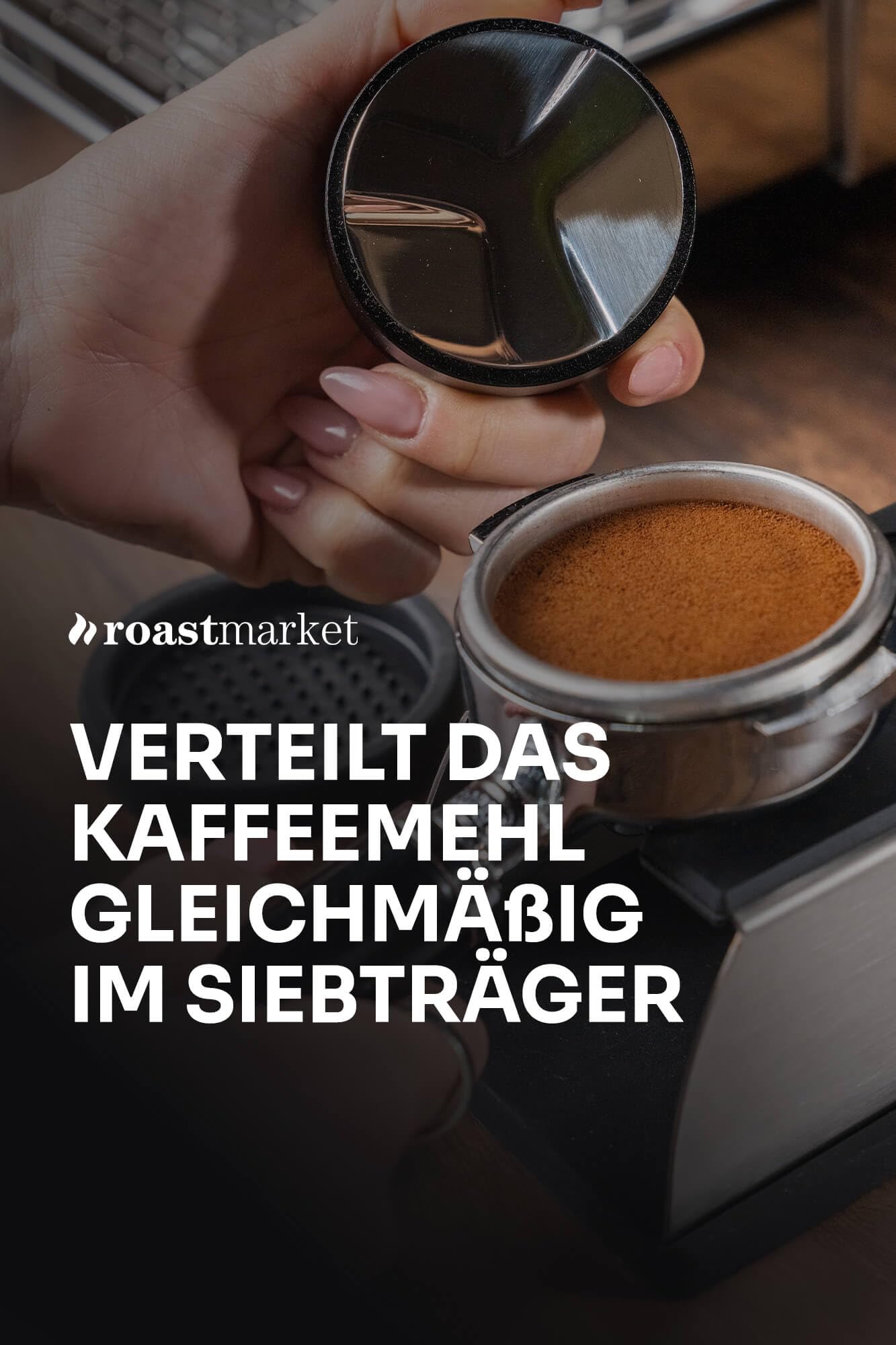 roastmarket Espresso Leveler 58mm | Höhenverstellbarer Kaffeeverteiler aus Edelstahl | Barista Zubehör für Siebträgermaschine | inkl. Silikonablage | Ideal für gleichmäßige Espresso-Extraktion