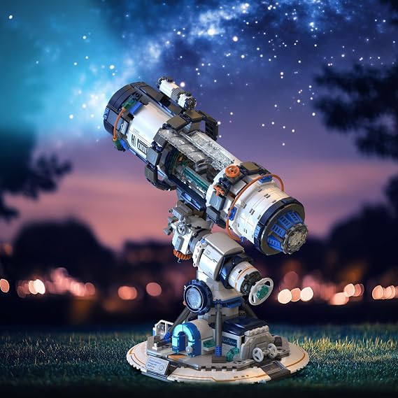 Space Telescope Building Set With Light, Astronomical Telescope Collection Toys Model for Room Decor Display, Gifts for Adults Teens Boy Girl Astronomy Enthusiasts（995 Pcs）