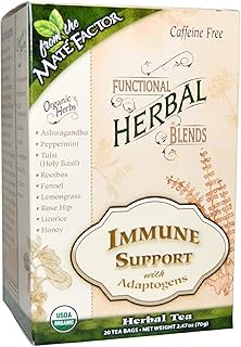 The Mate Factor Functional Herbal Blends Tea - Immune Support with Adaptogens 20/2.47 Oz (70 G) Bag(S), Green