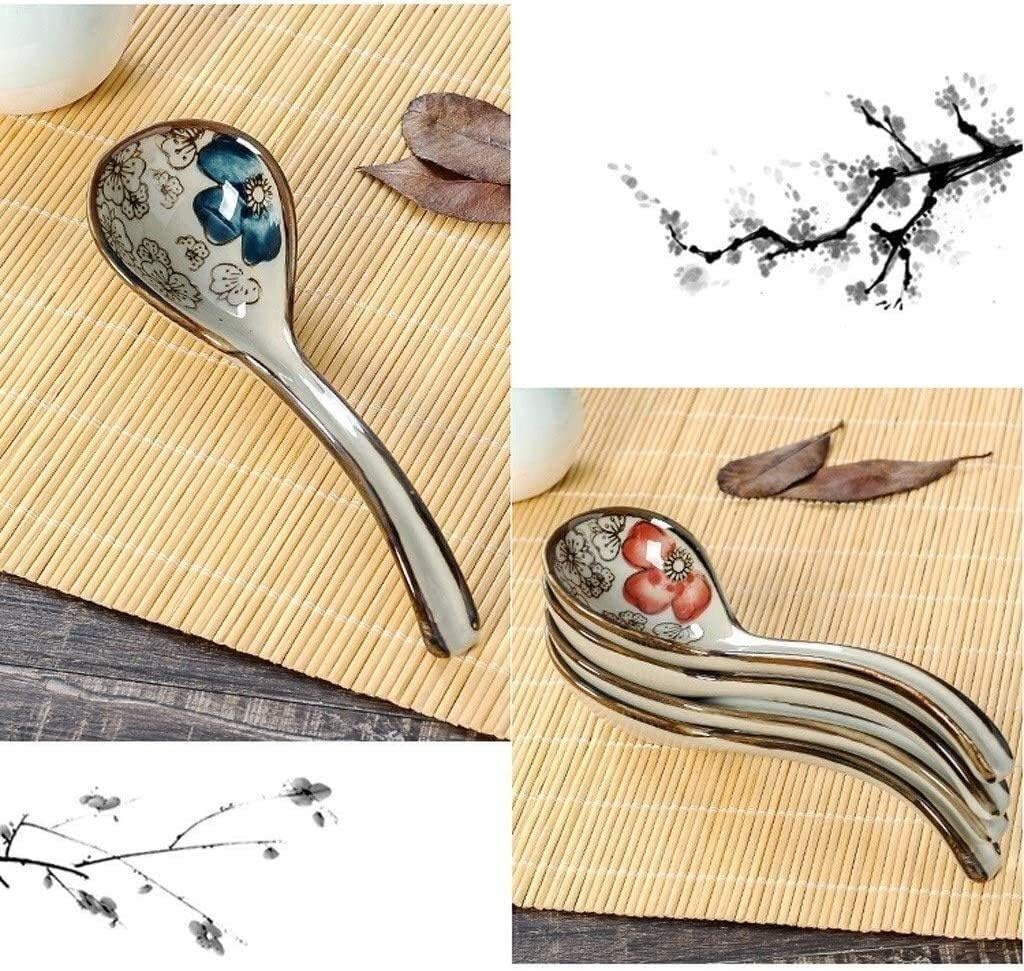 Dinner Spoons Set for Home Restaurant Reusable Soup Spoon Ceramic Soup Spoon Set of 4 Spoons (CC)