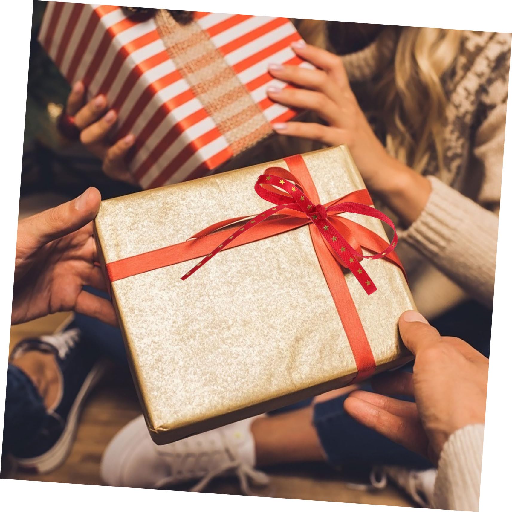 STOBOK 12rollen Weihnachtsband Dekoratives Geschenkband Aus Satin Mit Schneeflocken Und Sternen Für Verpackungen Und Festliche Dekorationen