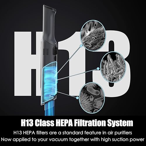 Miniatura 4 de Aspiradora de mano inalámbrica, ligera de 1.4 libras con potente succión, base de carga, taza de polvo vacía y desmontable de un solo toque, mini