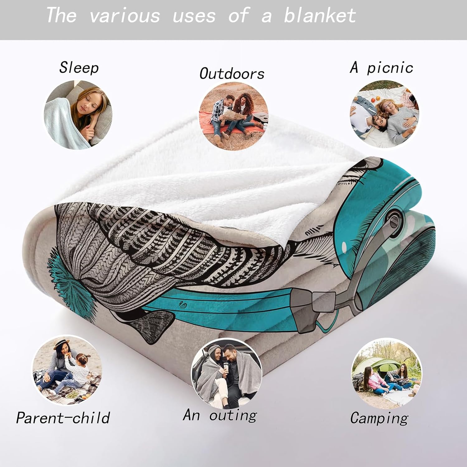 Music Lover Pug Blanket - Ultra Soft, Lightweight, and Cozy Plush Flannel for Couch, Office, Travel - Fuzzy, Fluffy Decorative Throw Perfect for Pug Dog Enthusiasts 50×60 Inch