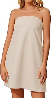 Women’s Summer Tube Dress Strapless Backless Mini Tube Dress Smocked Cut Out Relaxed Mini Dresses with Pockets - Buy now