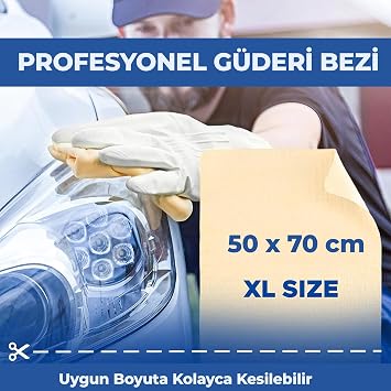 WONKEY - Chamois Car Drying Cloth 50x70 cm, Large Size Ultra Absorbent Vehicle Drying Towel, Washable Synthetic Car Chamois Cloth