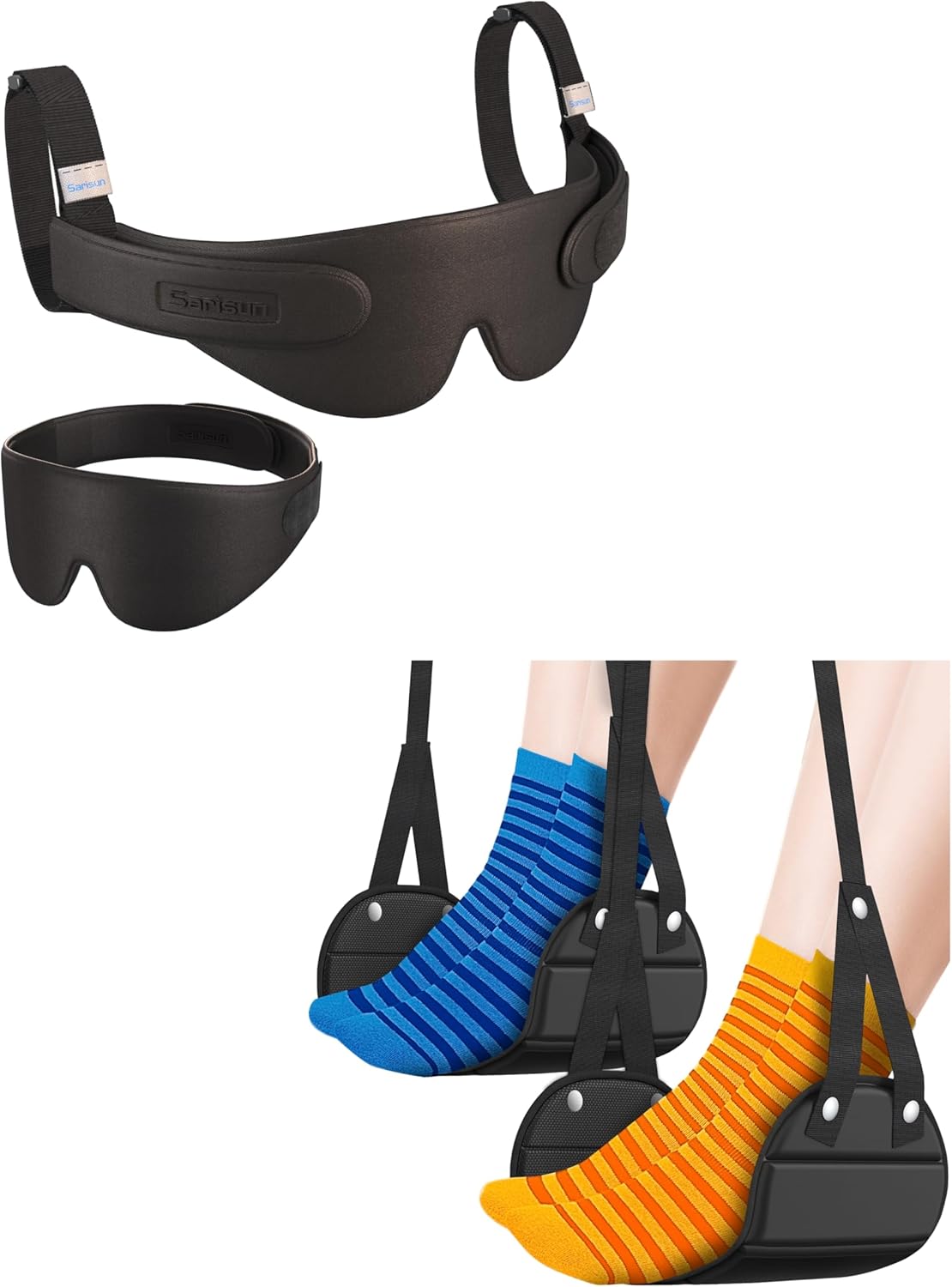 Travel Pillow Alternative and Airplane Foot Hammock for Long Flight, Travel Essentials, 360° Support Headrest, Stop Bobblehead, Foot Rest