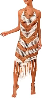 2025 Cadena de Cuerpo Plata Hecho a Mano Crochet Color a juego Borla Traje de Baño Falda Cubierta para Mujer Vestido Colgante Mujer Manga Larga