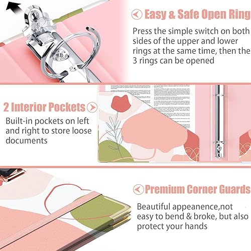 Vista 38 de Lateefah Carpeta de 3 anillas, organizador de carpetas de 1 pulgada para tamaño carta (8.5 x 11 pulgadas) con divisores y bolsillos de 5 pestañas