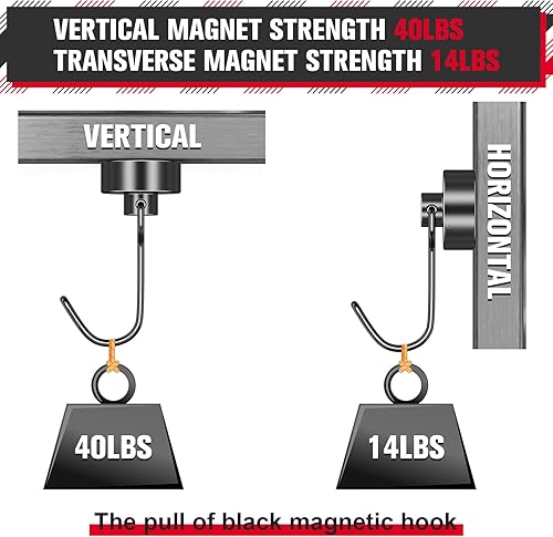 Miniatura 3 de FINDMAG Ganchos magnéticos de 40 libras, ganchos magnéticos de neodimio resistentes, ganchos de metal fuertes para colgar en la cocina, oficina,
