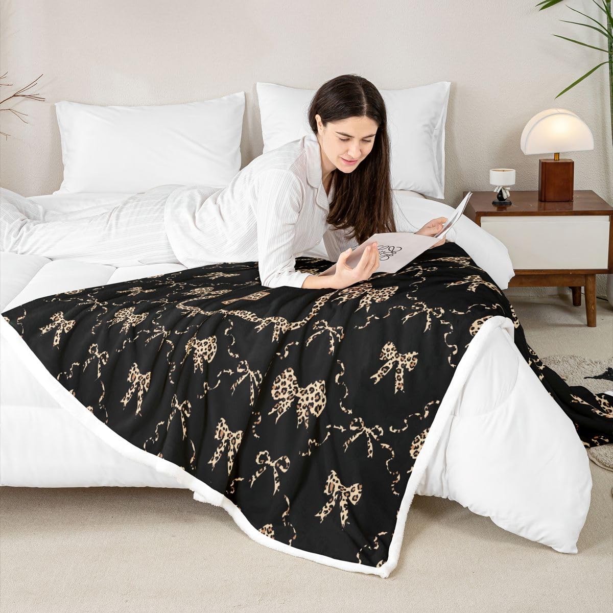 Homewish Anfangsbuchstabe Gepardenmuster Kuscheldecke Flauschig 150x200cm