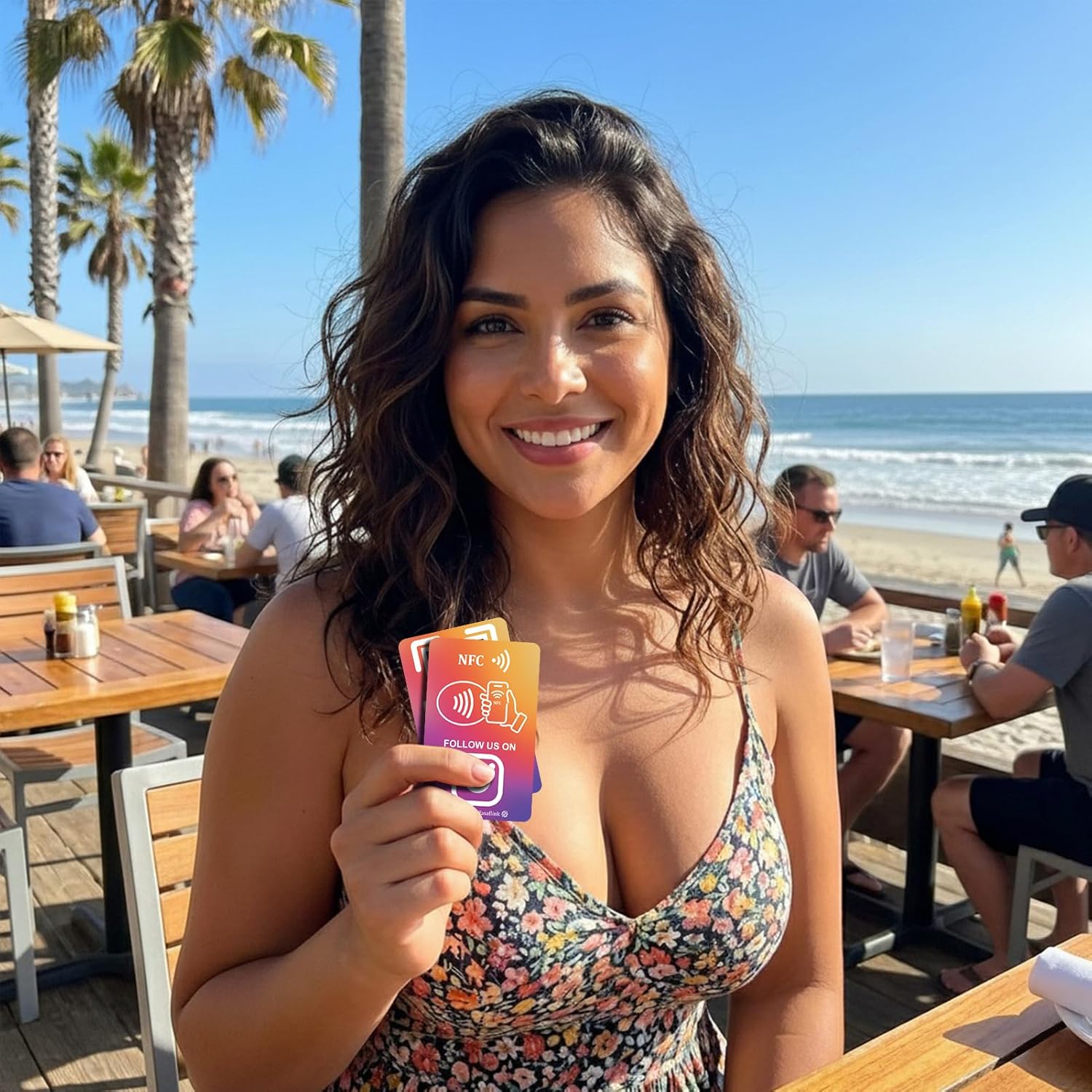 Social Media Follow Card with NFC & QR Code for Instagram, No Fees - 1 Card