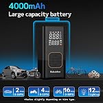 Gonflateur de pneus portable rechargeable Mini Air Compresseur avec batterie 150PSI Arrêt automatique de la jauge de pression numérique,LED Pompe de secours légère pour moto de voiture pneus boules,DC,2,6*1,9*5,3"