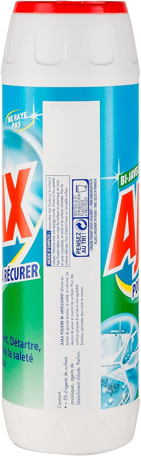 AJAX Poudre à Récurer Bi-Javellisant: Nettoie Graisse, Saleté & Calcaire (750g) - Image détaillée