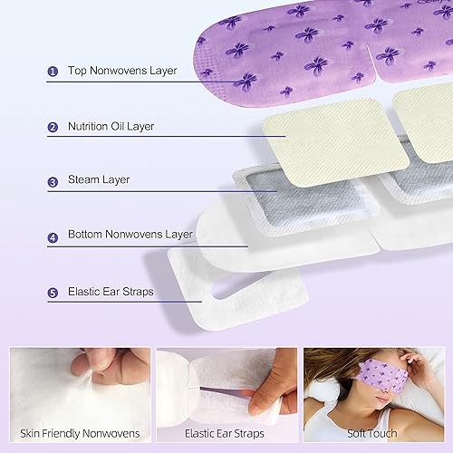 Miniatura 5 de Serfeymi Paquete de 16 máscaras de ojos de vapor, desechables, autocalentadas, cálidas y húmedas, almohadilla de compresión para dormir, alivio de