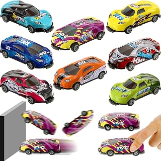 Pipihome Creativity Mini Car Models, Stunt Toy Car, Jumping Stunt Car, Micro Racer Pocket Racer Spin Toys, Pull Back Vehicles, Small Game Prizes for Children Kids Boys (8pcs)
