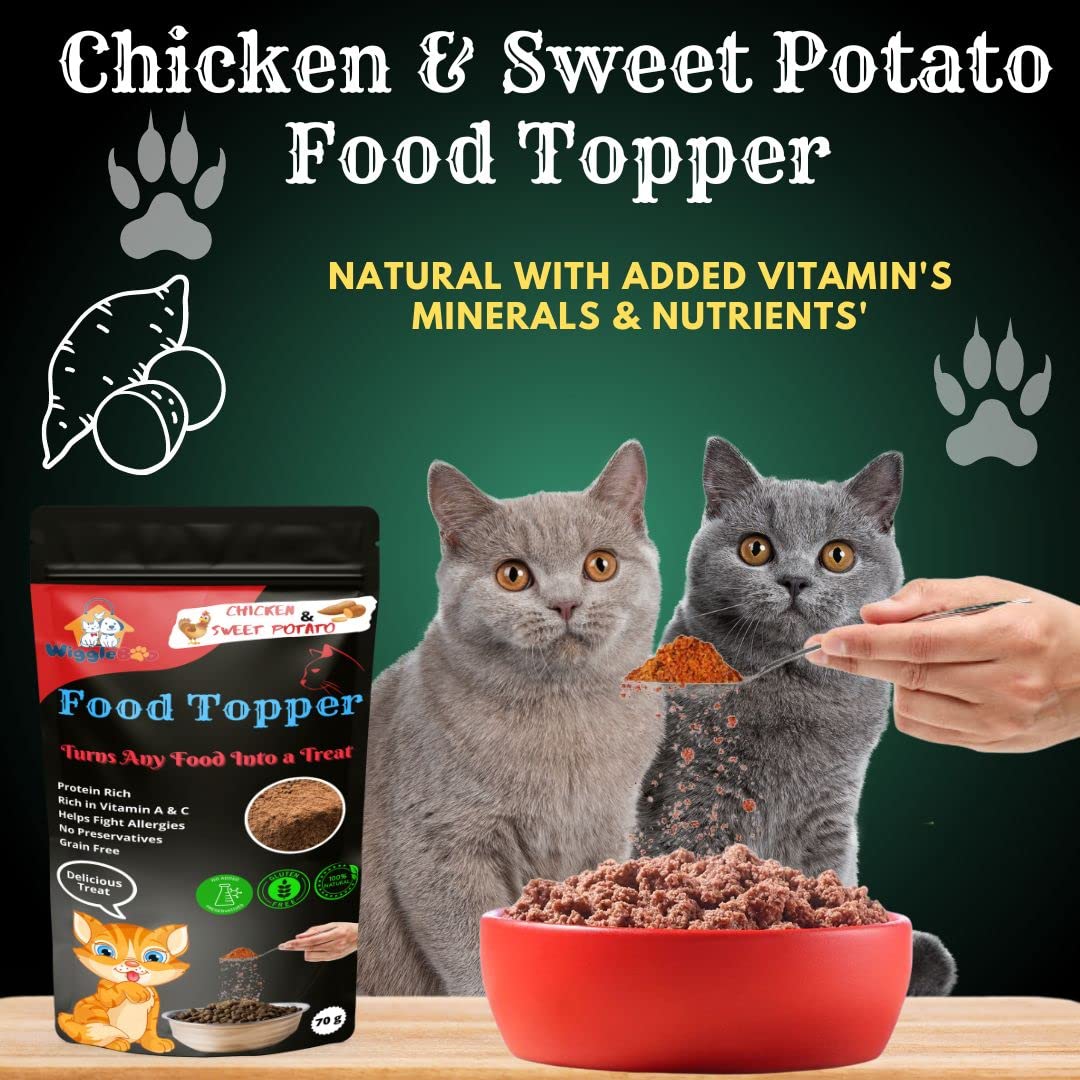 WiggleBoo Magical Cat Food Topper || Joy of Best Taste || Chicken & Sweet Potato Flavour || Grain Free & Protein Rich || Excellent Dietry Fibre|| 70g 1