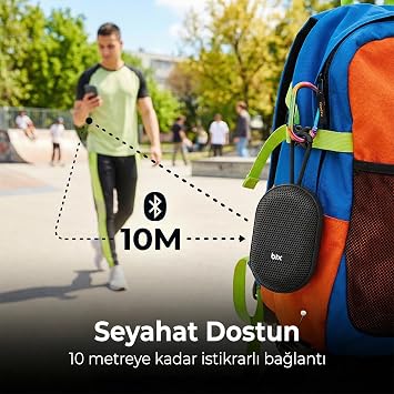 Bix BXWS01 Bluetooth 6.0 IPX4 Suya Dayanıklı 8W Ses Çıkışlı Taşınabilir Hoparlör TF/USB Destekli Speaker (Mavi)