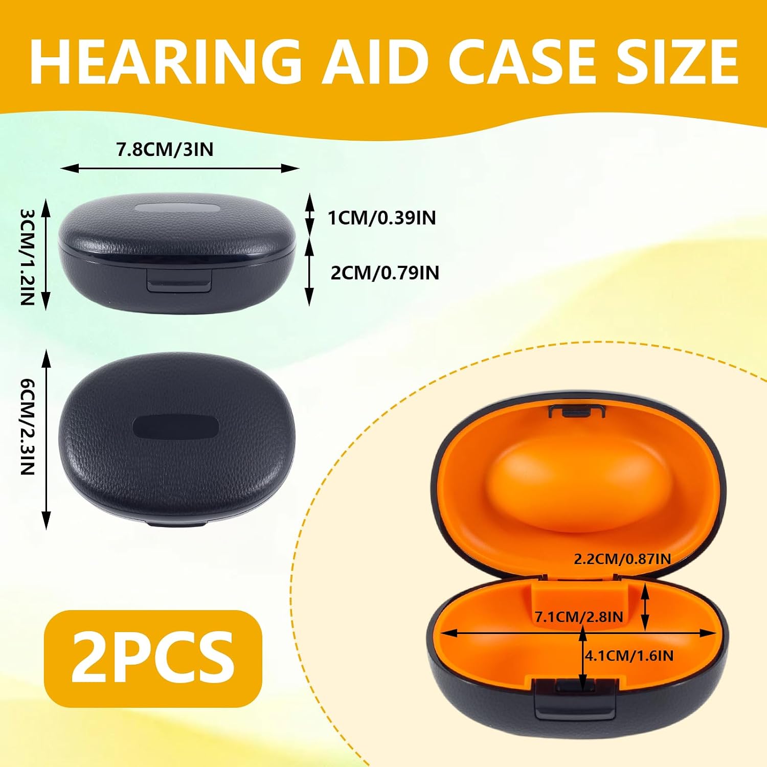 2 Pcs Hearing Aid Case, Hearing Aids Case Hard Pocket Size, Waterproof Portable Storage Case, Travel Carrying Case for Most Hearing Aid Models (Blcak)