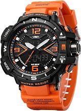 V2A Stryke 50mm Analog Digital Watch for Men | Red X Tactical Dial Design | Alarm Stopwatch Backlight Day Date | Rugged Sports Watch with TPU Strap | 50M Water Resistant | Gift for Mens
