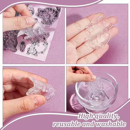 Miniatura 2 de INFUNLY Sello transparente de gato de Halloween, sello de silicona de gato negro para hacer tarjetas, fantasma, sello de goma transparente para