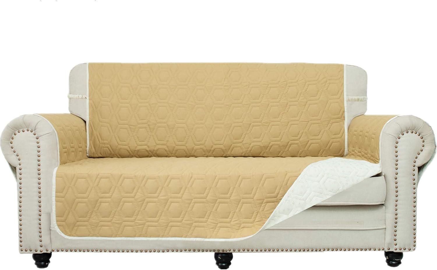 Chenlight loveseat Overside Slipcover Furniture Protector Slip Resistant Water Resistant Stain Resistant Machine Washable Sofa Cover for Kids Children Pets Dog Cat(loveseat Overside:Sand)