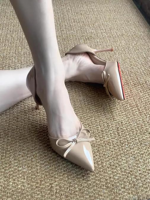 Women's Pointed Toe Pumps, Black Patent Leather, High Heel, Detail, Stiletto