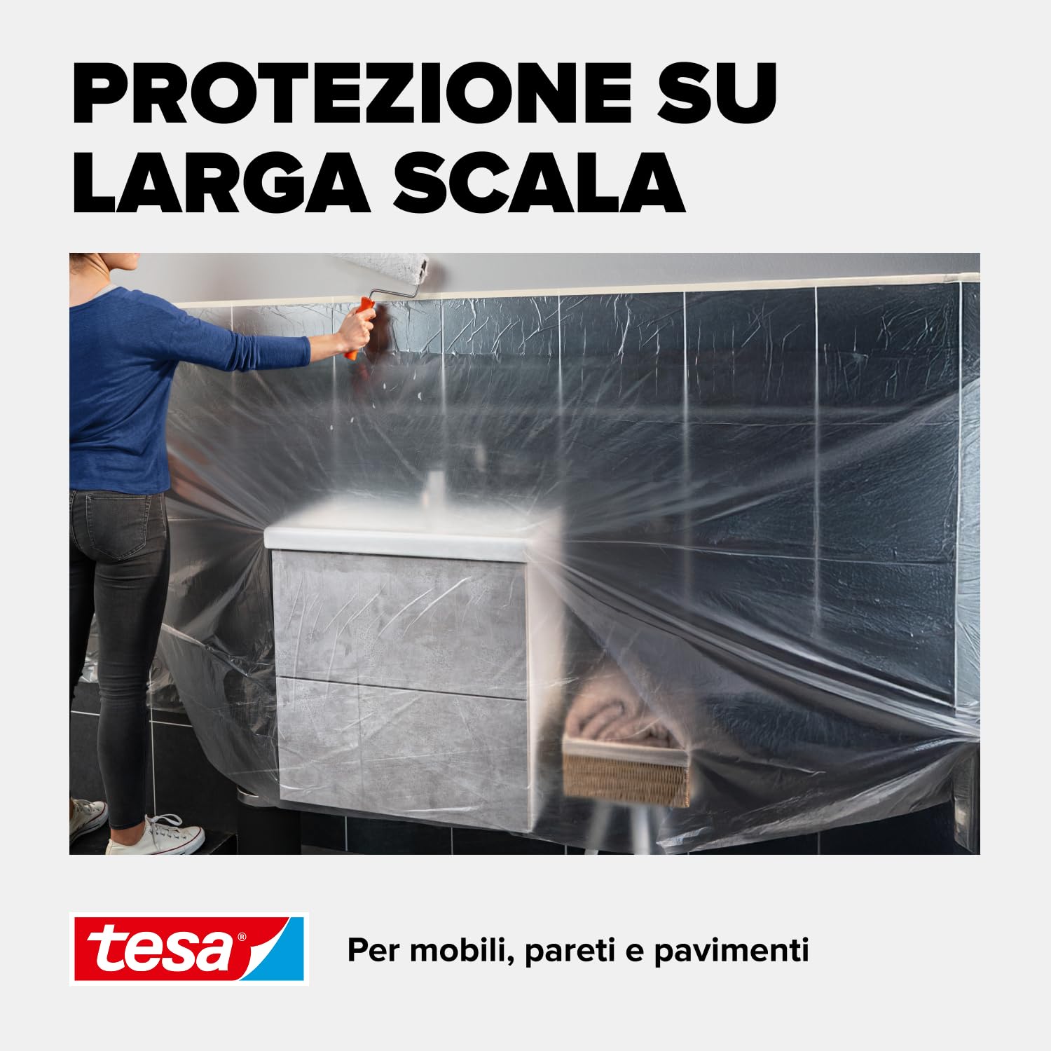 Tesa Easy Cover Film ECONOMY Telo Copritutto per Pittura 2 in 1 17 m x 260 cm
