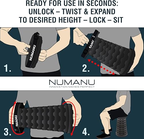 Miniatura 3 de NUMANU Paquete de 2 taburetes plegables, máximo de 400 libras, taburete plegable portátil ajustable de altura para adultos, asiento telescópico