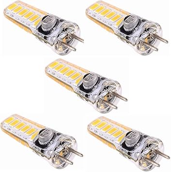 GY6.35 LED Bulb Light 3 Watts AC/DC 12V G6.35/GY6.35 Bi-Pin Base 20W Halogen Replacement Bulbs.Non-Dimmable,5-Pack Color Warm White