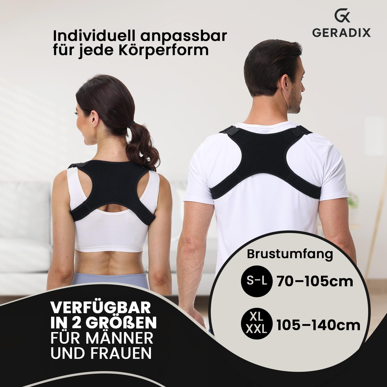 GERADIX Haltungskorrektur Rücken Geradehalter Rückenstützgürtel: Back Posture Rückenkorrektur für Herren und Damen Verstellbare und Atmungsaktive Korrektur Rückengurt (S-L) - 5