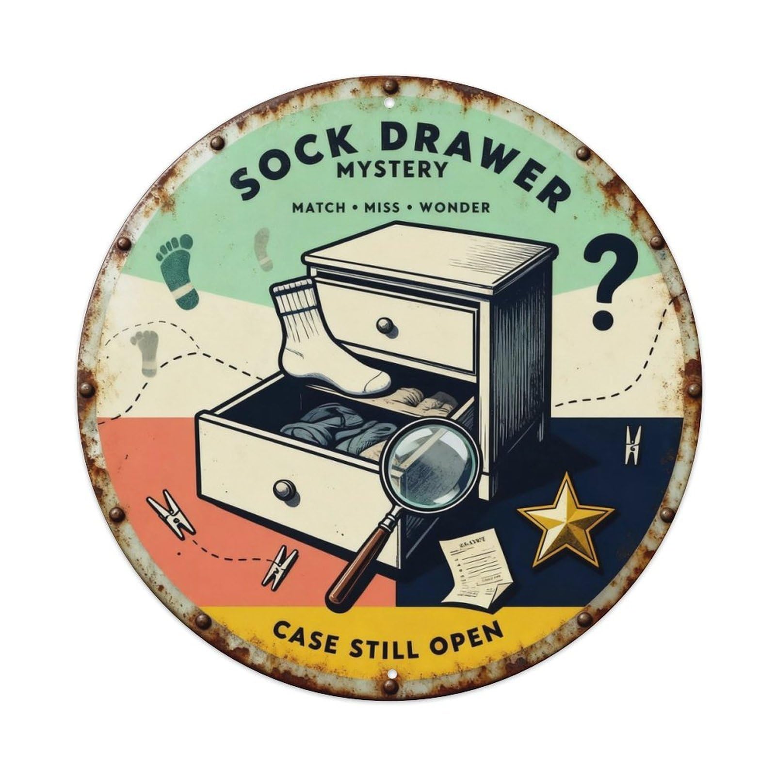Sock Drawer Mystery Sign Metal Tin Sign Plaque
